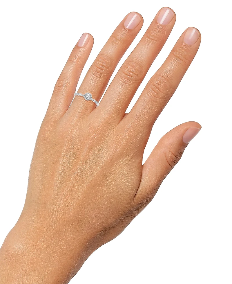 Diamond Halo Scalloped Engagement Ring (3/8 ct. t.w.) 14k Gold