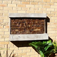 Sunnydaze Decor Ancient Wall 24-Inch Polyresin Wall-Mounted Outdoor Fountain - Electric Submersible Pump - 3-Gallon Water Capacity