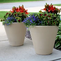 Indoor/Outdoor Patio, Garden, or Porch Weather-Resistant Double-Walled Walter Flower Pot Planter - 15.5" - Antique White
