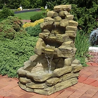 37"H Electric Fiberglass Stone Falls Waterfall Outdoor Water Fountain