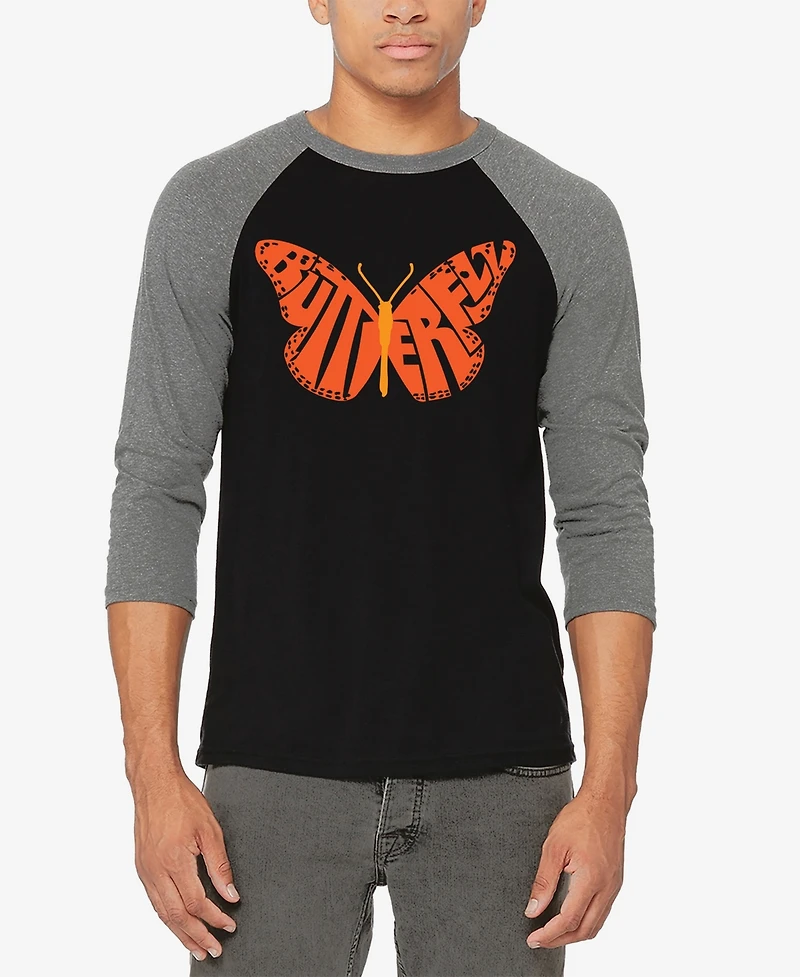 La Pop Art Butterfly - Men's Raglan Baseball Word T-Shirt