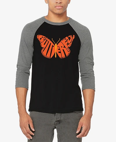 La Pop Art Butterfly - Men's Raglan Baseball Word T-Shirt