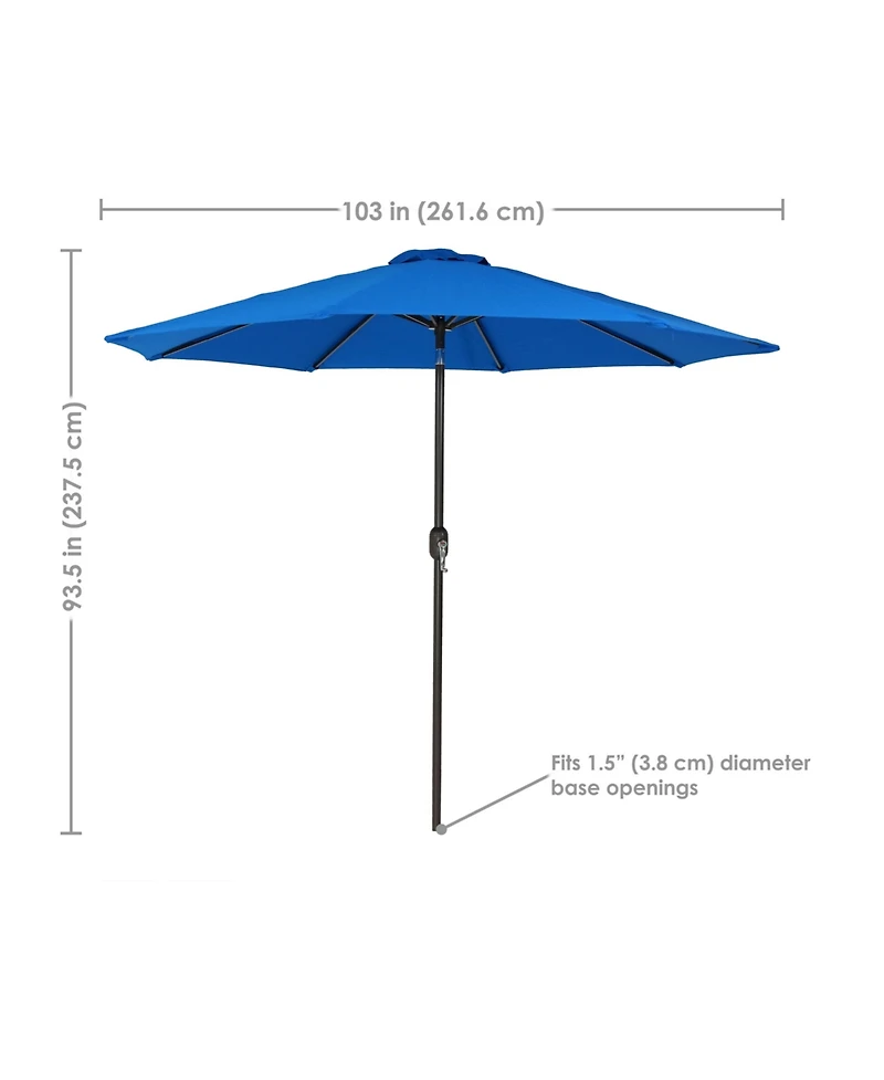 Sunbrella 9-Foot Patio Umbrella with Auto Tilt and Crank - Rust Resistant Aluminum Pole - Pacific Blue