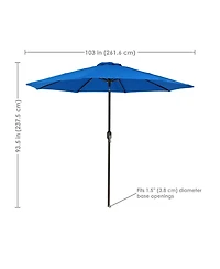 Sunbrella 9-Foot Patio Umbrella with Auto Tilt and Crank - Rust Resistant Aluminum Pole - Pacific Blue