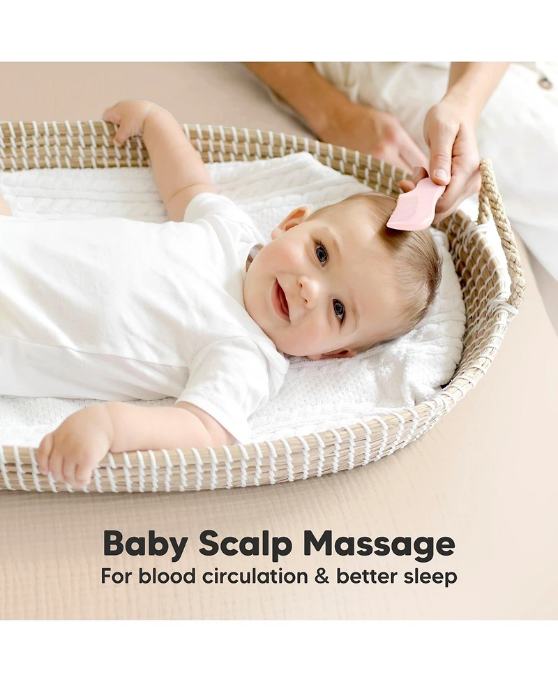 KeaBabies Baby Hair Brush and Comb Set, Oval Wooden Set for Newborns, Infant, Toddler Grooming Kit