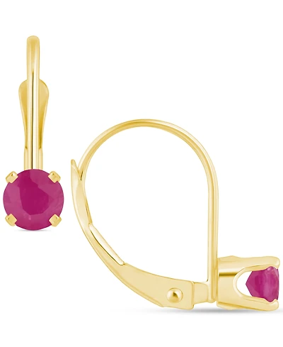 Emerald Solitaire Leverback Earrings (1/2 ct. t.w.) 14k Gold (Also Ruby, Sapphire, & Tanzanite)