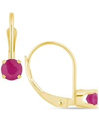 Emerald Solitaire Leverback Earrings (1/2 ct. t.w.) 14k Gold (Also Ruby, Sapphire, & Tanzanite)