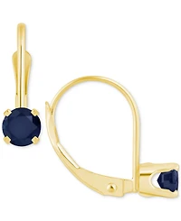 Emerald Solitaire Leverback Earrings (1/2 ct. t.w.) 14k Gold (Also Ruby, Sapphire, & Tanzanite)