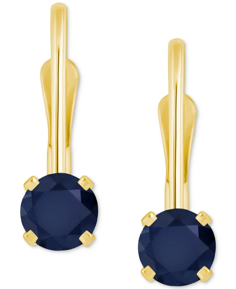 Emerald Solitaire Leverback Earrings (1/2 ct. t.w.) 14k Gold (Also Ruby, Sapphire, & Tanzanite)
