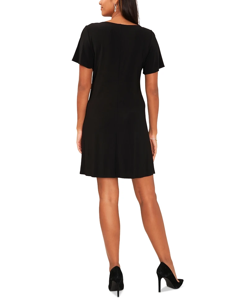 Msk Petite Embellished Flutter-Sleeve Dress