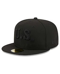 New Era Men's Black Usmnt Text 59fifty Fitted Hat