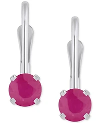 Emerald Solitaire Leverback Earrings (1/2 ct. t.w.) 14k White Gold (Also Ruby, Sapphire, & Tanzanite)