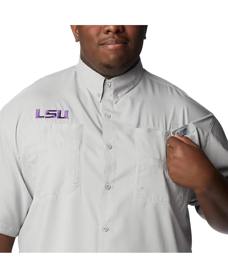 Columbia Men's Gray Lsu Tigers Big Tall Tamiami Omni-Shade Button-Down Shirt