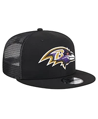 New Era Men's Black Baltimore Ravens Main Trucker 9Fifty Snapback Hat