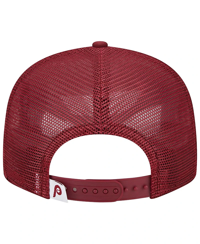 New Era Men's Burgundy Philadelphia Phillies Cooperstown Collection Team Color Trucker 9Fifty Snapback Hat
