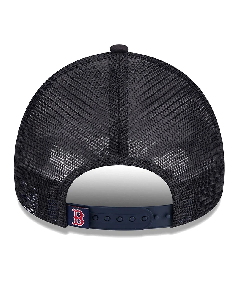 New Era Women's White/Navy Boston Red Sox Throwback Team Foam Front A-Frame Trucker 9Forty Adjustable Hat