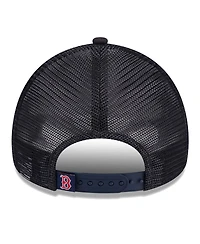New Era Women's White/Navy Boston Red Sox Throwback Team Foam Front A-Frame Trucker 9Forty Adjustable Hat