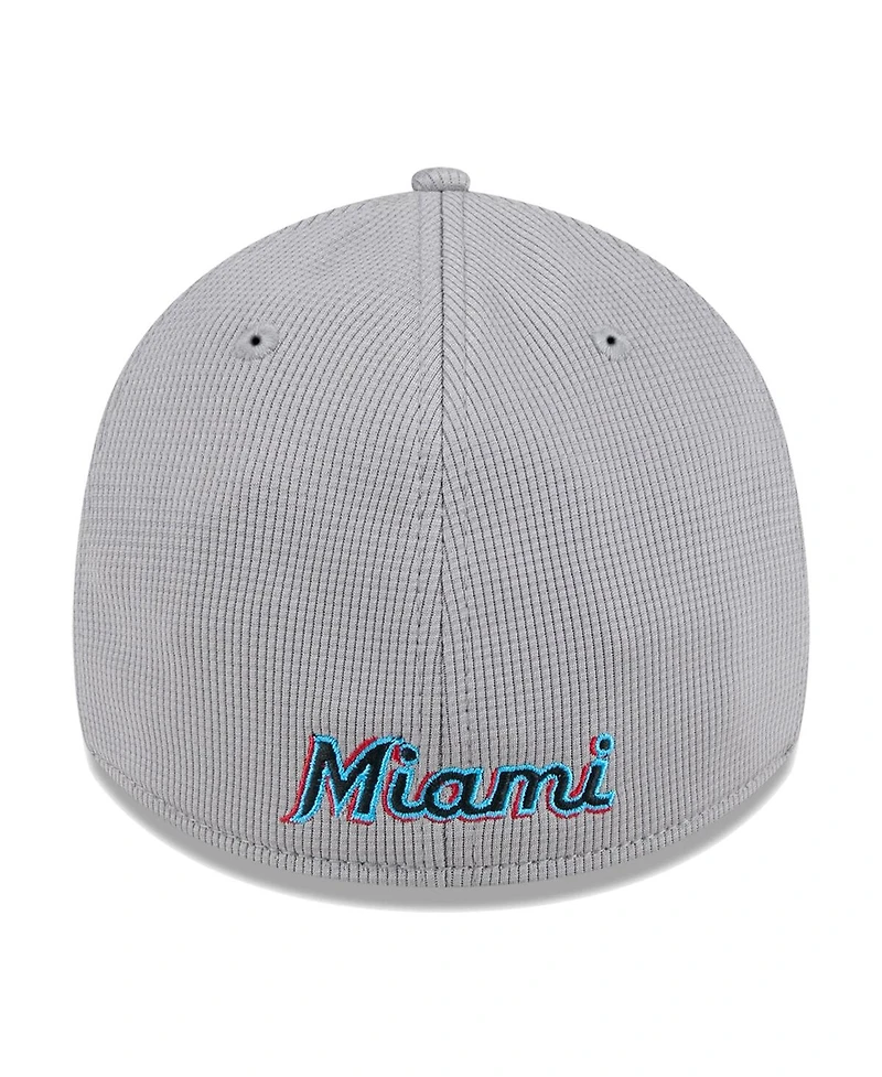 New Era Men's Gray Miami Marlins Active Pivot 39Thirty Flex Hat