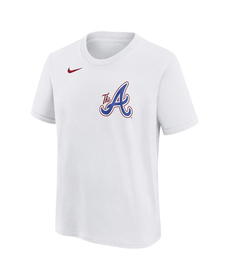 Nike Youth Ronald Acuna Jr. White Atlanta Braves Fuse City Connect Name Number T-Shirt