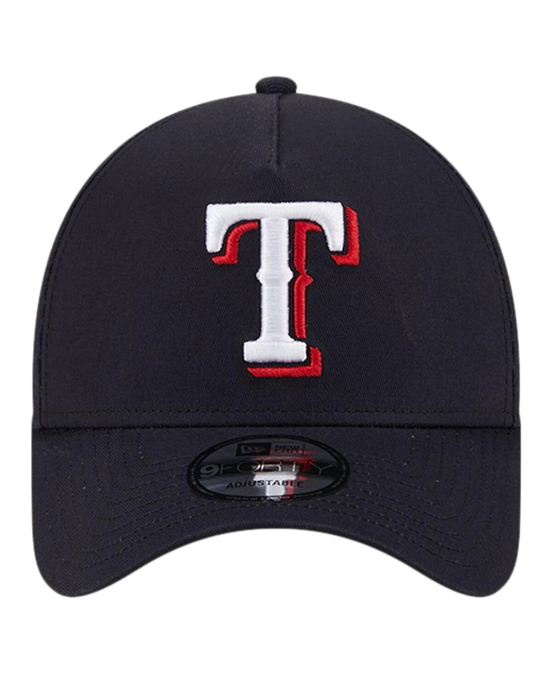 New Era Men's Navy Texas Rangers Team Color A-Frame 9Forty Adjustable Hat