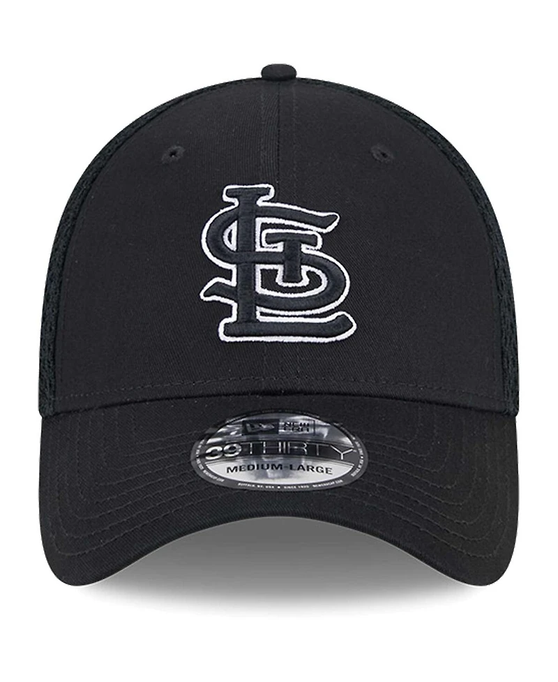 New Era Men's St. Louis Cardinals Evergreen Black White Neo 39Thirty Flex Hat