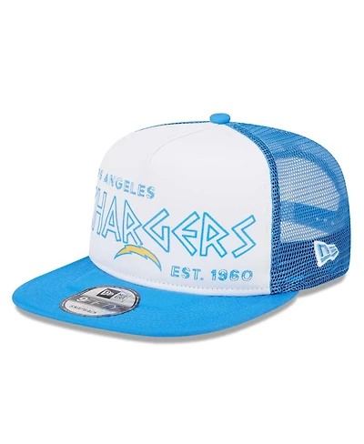 New Era Men's White/Powder Blue Los Angeles Chargers Banger 9Fifty Trucker Snapback Hat