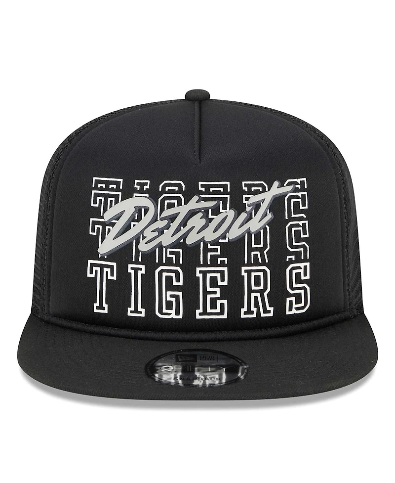 New Era Men's Black Detroit Tigers Street Team A-Frame Trucker 9Fifty Snapback Hat