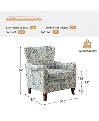 Ewert Comfy Floral Fabric Pattern Armchair with Wingback Design