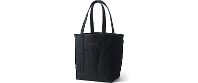 Lands' End Large Solid Canvas Pocket Tote with Open Top and Long Handle