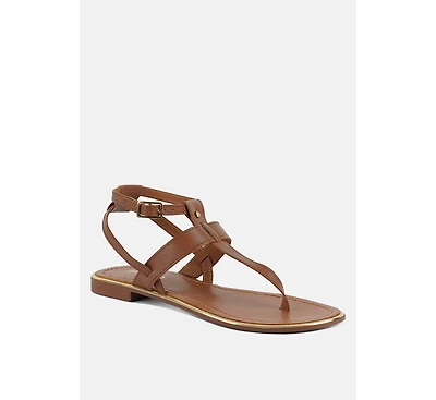 Irene Black Flat Thong Sandals