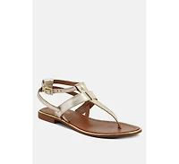 Irene Black Flat Thong Sandals