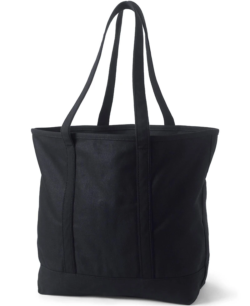 Lands' End Extra Large Solid Color 5 Pocket Open Top Long Handle Canvas Tote Bag