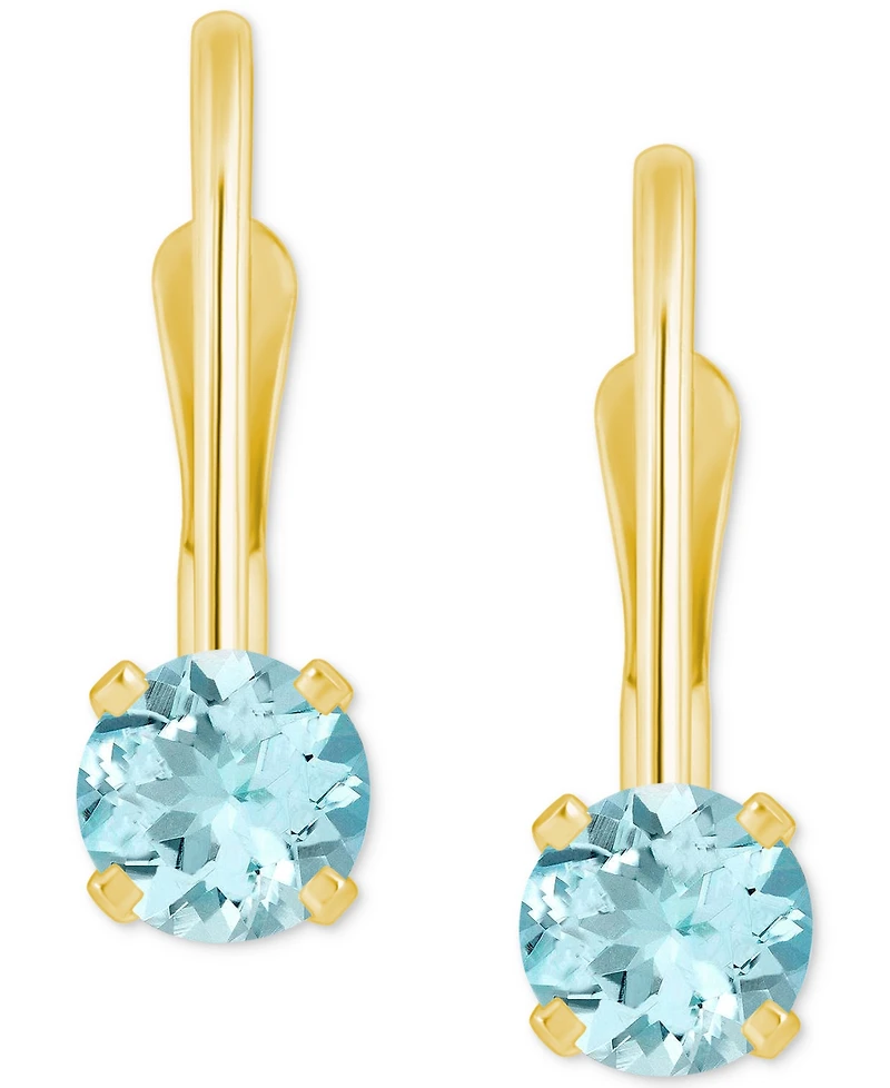 Amethyst Solitaire Leverback Earrings (1/2 ct. t.w.) 14k Gold (Also Additional Gemstones)