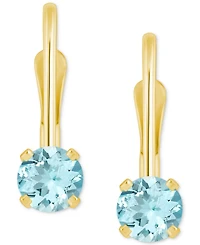 Amethyst Solitaire Leverback Earrings (1/2 ct. t.w.) 14k Gold (Also Additional Gemstones)