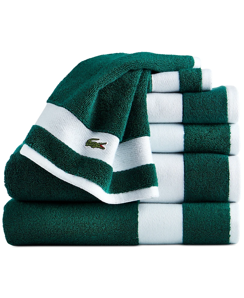 Lacoste Home Heritage Sport Stripe Logo Cotton 6-Pc. Bath Towel Set