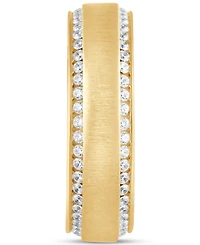 Men's Diamond Border Textured Eternity Band (1 ct. t.w.) 10k White, Yellow or Rose Gold