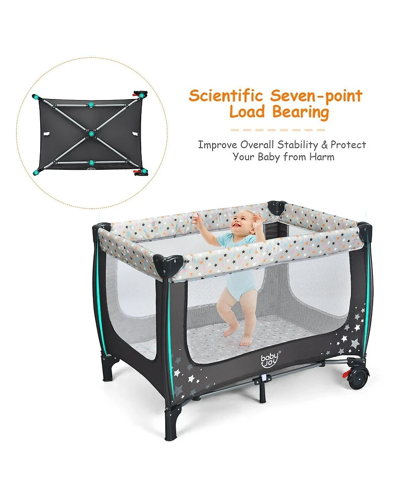 Slickblue Portable Baby Playpen with Mattress Foldable Design