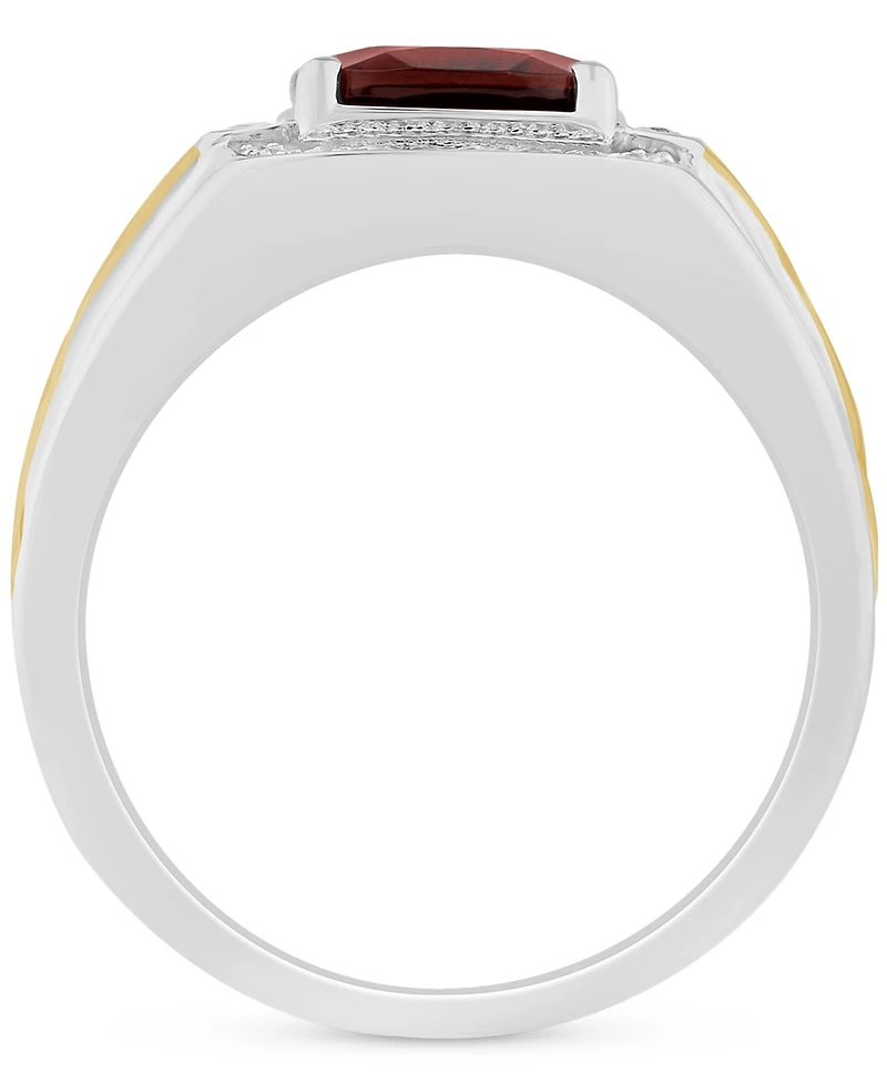 Men's Garnet (4-3/4 ct. t.w.) & Diamond (1/10 Halo Ring Sterling Silver 14k Gold-Plate