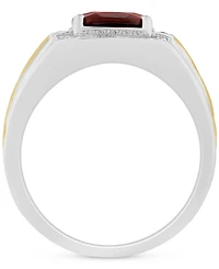 Men's Garnet (4-3/4 ct. t.w.) & Diamond (1/10 Halo Ring Sterling Silver 14k Gold-Plate