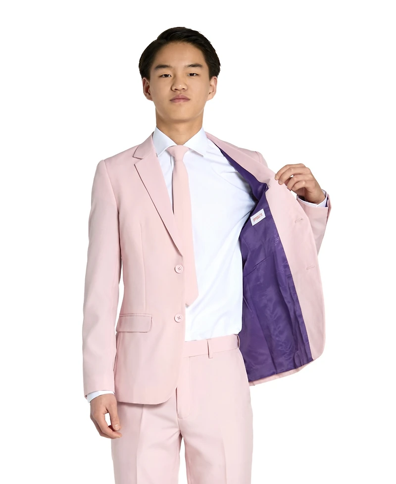 OppoSuits Big Boys Lush Blush 3-Piece Suit Including Blazer, Pants and Clip-On-Tie