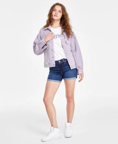 Womens Mid Rise Mid Length Stretch Shorts