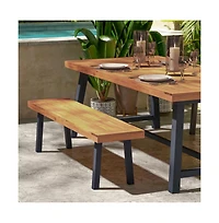 Tokar Rustic Acacia Wood Bench With Seating For Two, Flared Wooden Legs And Slatted Surface For Indoor And Outdoor Use