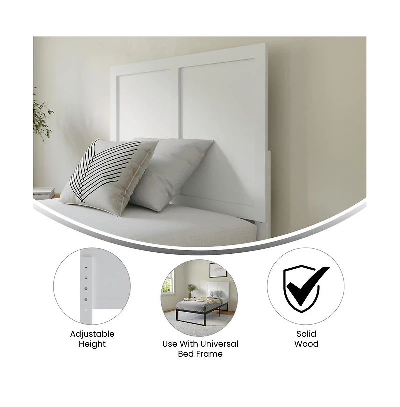 Merrick Lane Grady Twin Raised Panel Wooden Adjustable Headboard Only