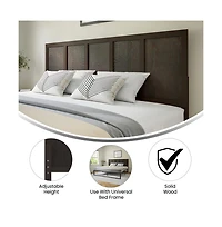 Merrick Lane Grady King Raised Panel Wooden Adjustable Headboard Only