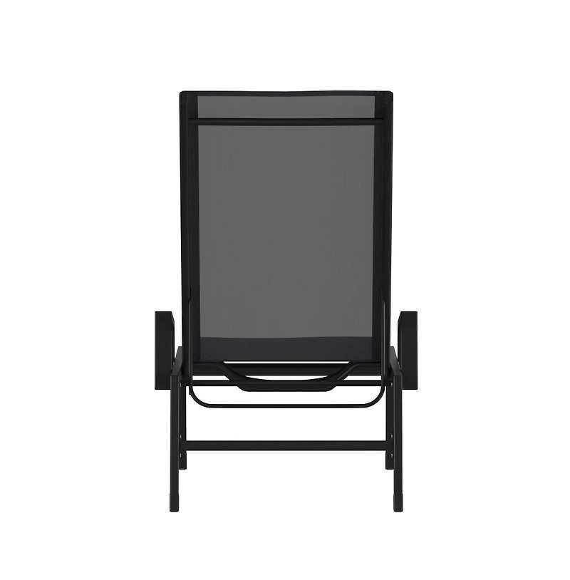 Emma+Oliver Braelin Textilene Adjustable 5 Position Patio Chaise Lounge With Armrests And Metal Frame