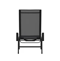 Emma+Oliver Braelin Textilene Adjustable 5 Position Patio Chaise Lounge With Armrests And Metal Frame