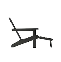 Ridley Hdpe Adirondack Chair With Cup Holder And Pull Out Ottoman, All-Weather Indoor/Outdoor Lounge
