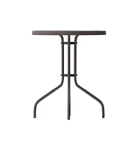 23.75" Round Tempered Glass Metal Table With Smooth Ripple Design Top