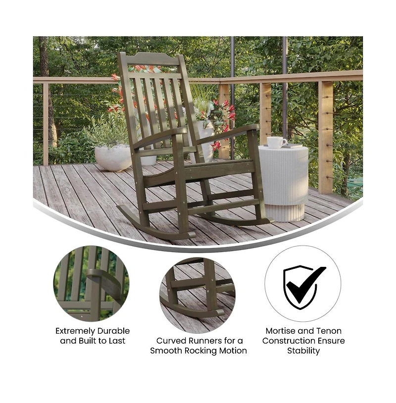 Merrick Lane Set Of 2 Hillford Poly Resin Indoor/Outdoor Rocking Chairs