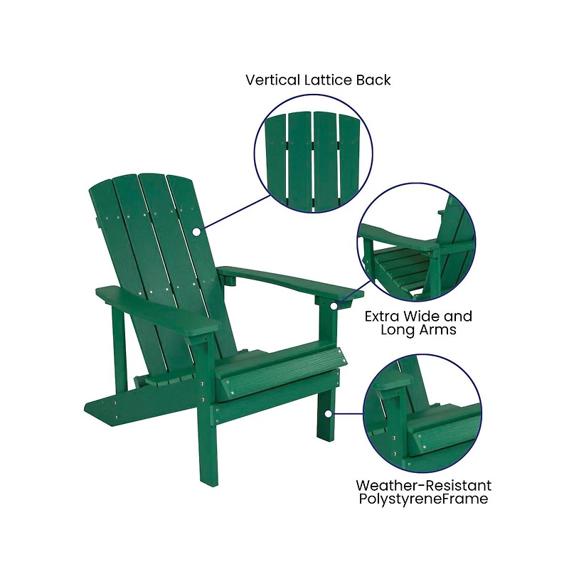 Riviera Azure Adirondack Patio Chairs With Vertical Lattice Back And Weather Resistant Frame